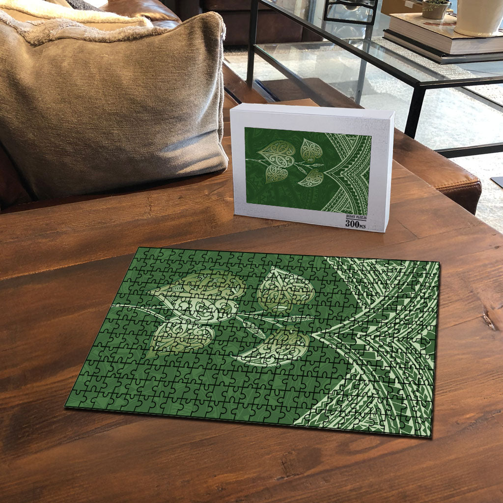 Green New Zealand Kawakawa Maori Ngaru Puzzle LT14 - Polynesian Pride