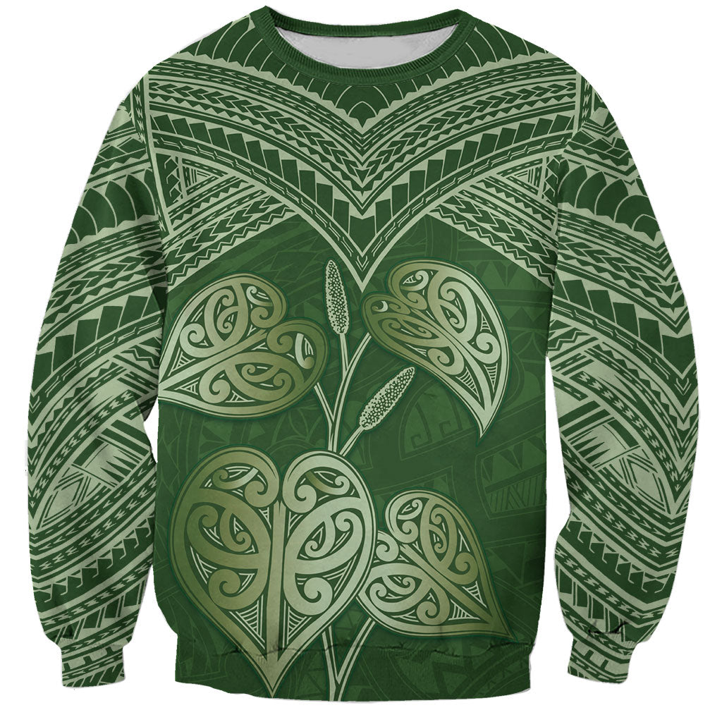 Green New Zealand Kawakawa Maori Ngaru Sweatshirt