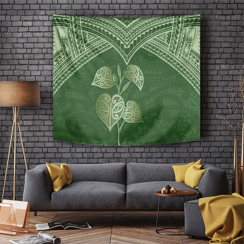 Green New Zealand Kawakawa Maori Ngaru Tapestry
