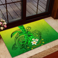 Kia Orana Cook Islands Rubber Doormat Kuki Airani Tattoo Pattern With Sea Turtle LT14 - Polynesian Pride