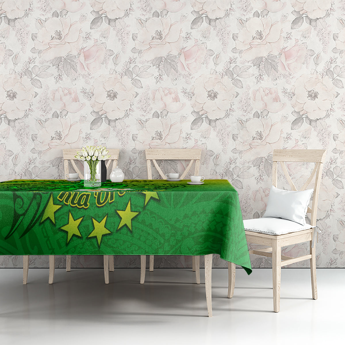 Kia Orana Cook Islands Tablecloth Kuki Airani Tattoo Pattern With Sea Turtle LT14 - Polynesian Pride
