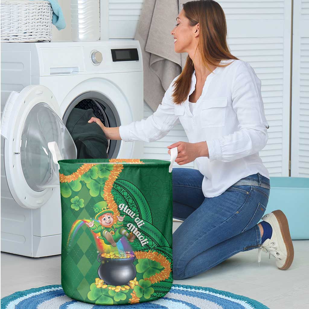 St Patrick's Day Hawaii Laundry Basket Hauoli Maoli Funny Shaka Leprechaun