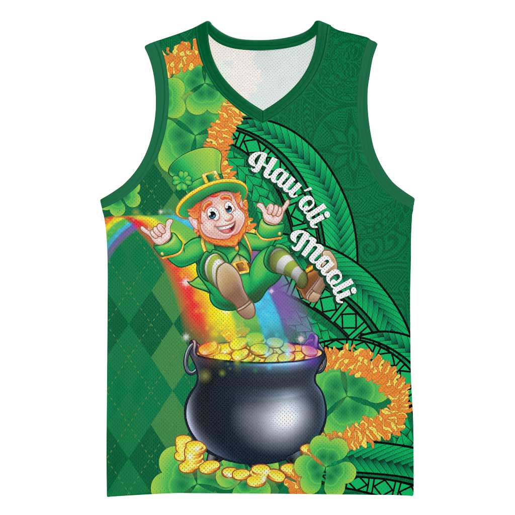 St Patrick's Day Hawaii Basketball Jersey Hauoli Maoli Funny Shaka Leprechaun