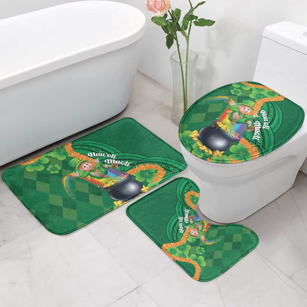 St Patrick's Day Hawaii Bathroom Set Hauoli Maoli Funny Shaka Leprechaun