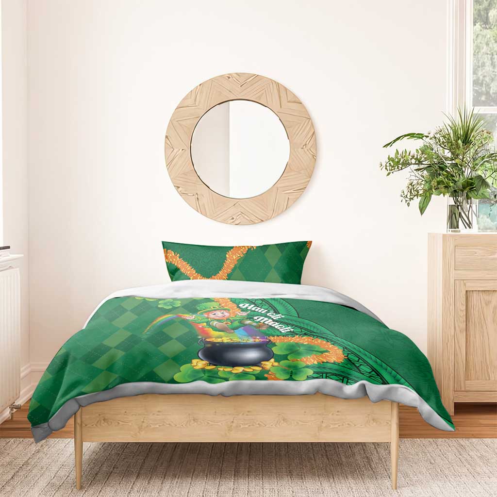 St Patrick's Day Hawaii Bedding Set Hauoli Maoli Funny Shaka Leprechaun