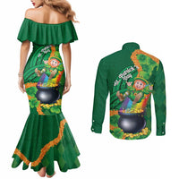 St Patrick's Day Hawaii Couples Matching Mermaid Dress and Long Sleeve Button Shirt Hauoli Maoli Funny Shaka Leprechaun