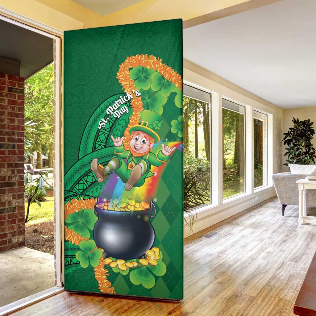 St Patrick's Day Hawaii Door Cover Hauoli Maoli Funny Shaka Leprechaun
