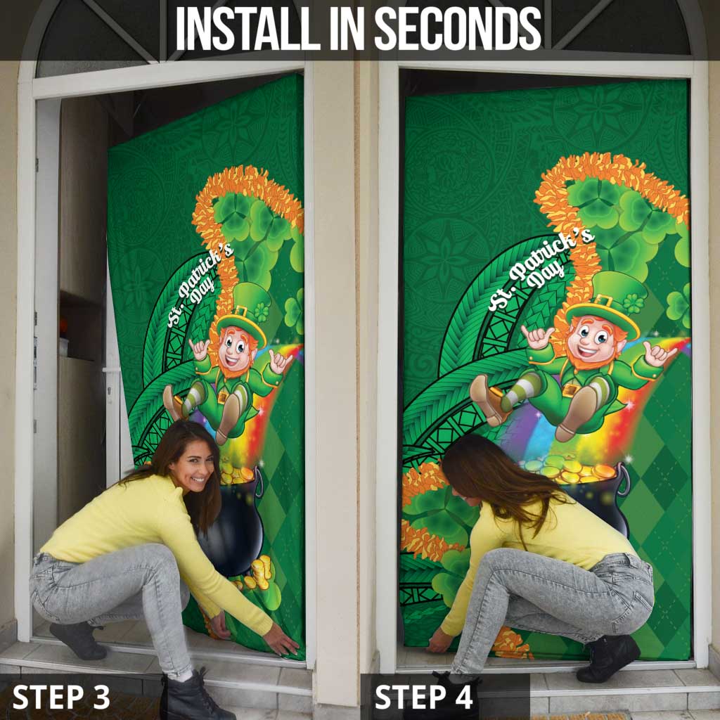 St Patrick's Day Hawaii Door Cover Hauoli Maoli Funny Shaka Leprechaun