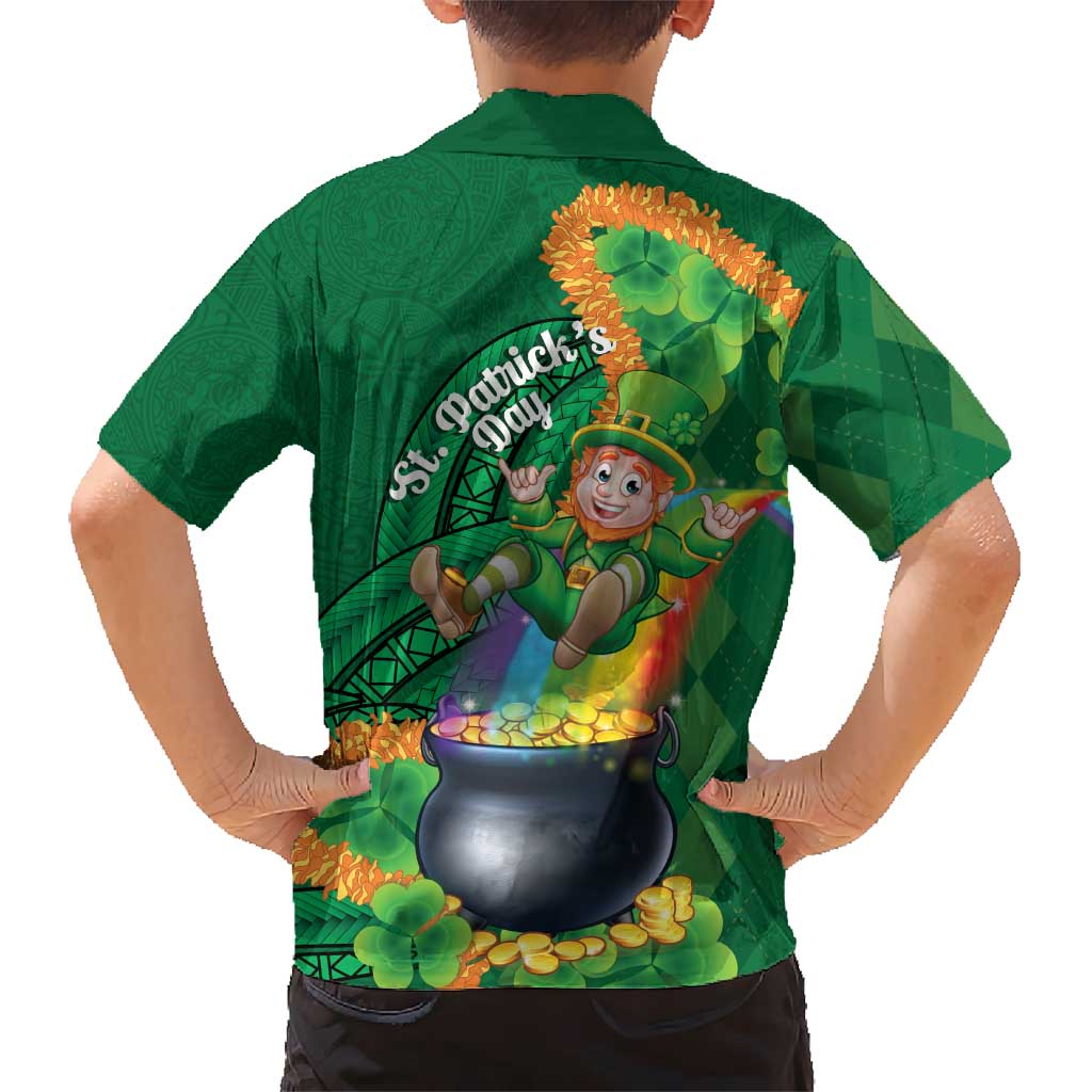 St Patrick's Day Hawaii Family Matching Off Shoulder Short Dress and Hawaiian Shirt Hauoli Maoli Funny Shaka Leprechaun LT14 - Polynesian Pride