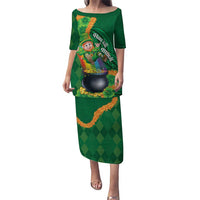 St Patrick's Day Hawaii Family Matching Puletasi and Hawaiian Shirt Hauoli Maoli Funny Shaka Leprechaun LT14 Mom's Dress Green - Polynesian Pride