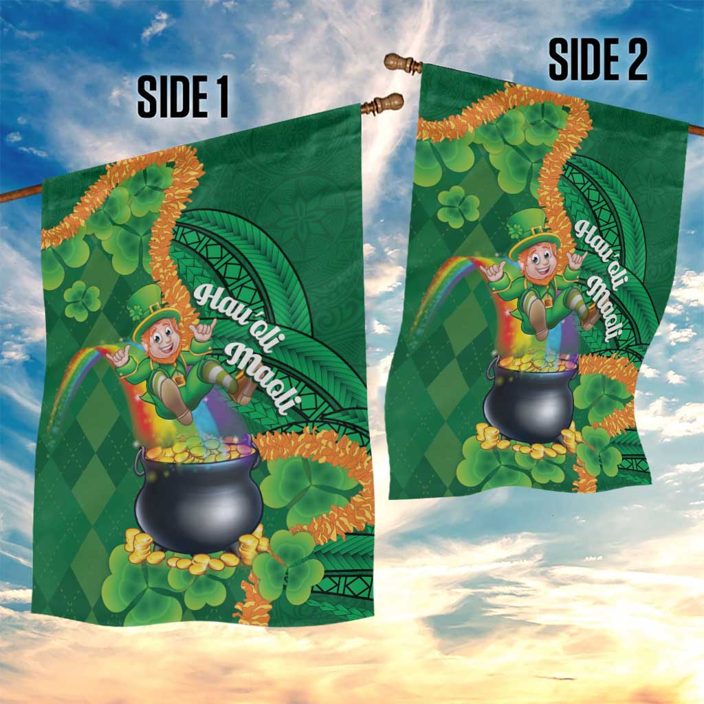St Patrick's Day Hawaii Garden Flag Hauoli Maoli Funny Shaka Leprechaun