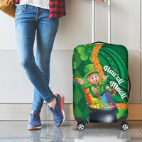 St Patrick's Day Hawaii Luggage Cover Hauoli Maoli Funny Shaka Leprechaun