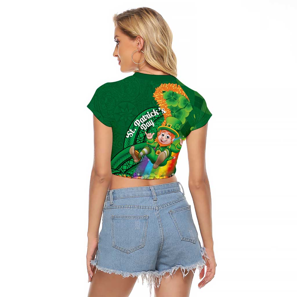 St Patrick's Day Hawaii Raglan Cropped T Shirt Hauoli Maoli Funny Shaka Leprechaun