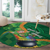 St Patrick's Day Hawaii Round Carpet Hauoli Maoli Funny Shaka Leprechaun