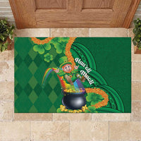St Patrick's Day Hawaii Rubber Doormat Hauoli Maoli Funny Shaka Leprechaun