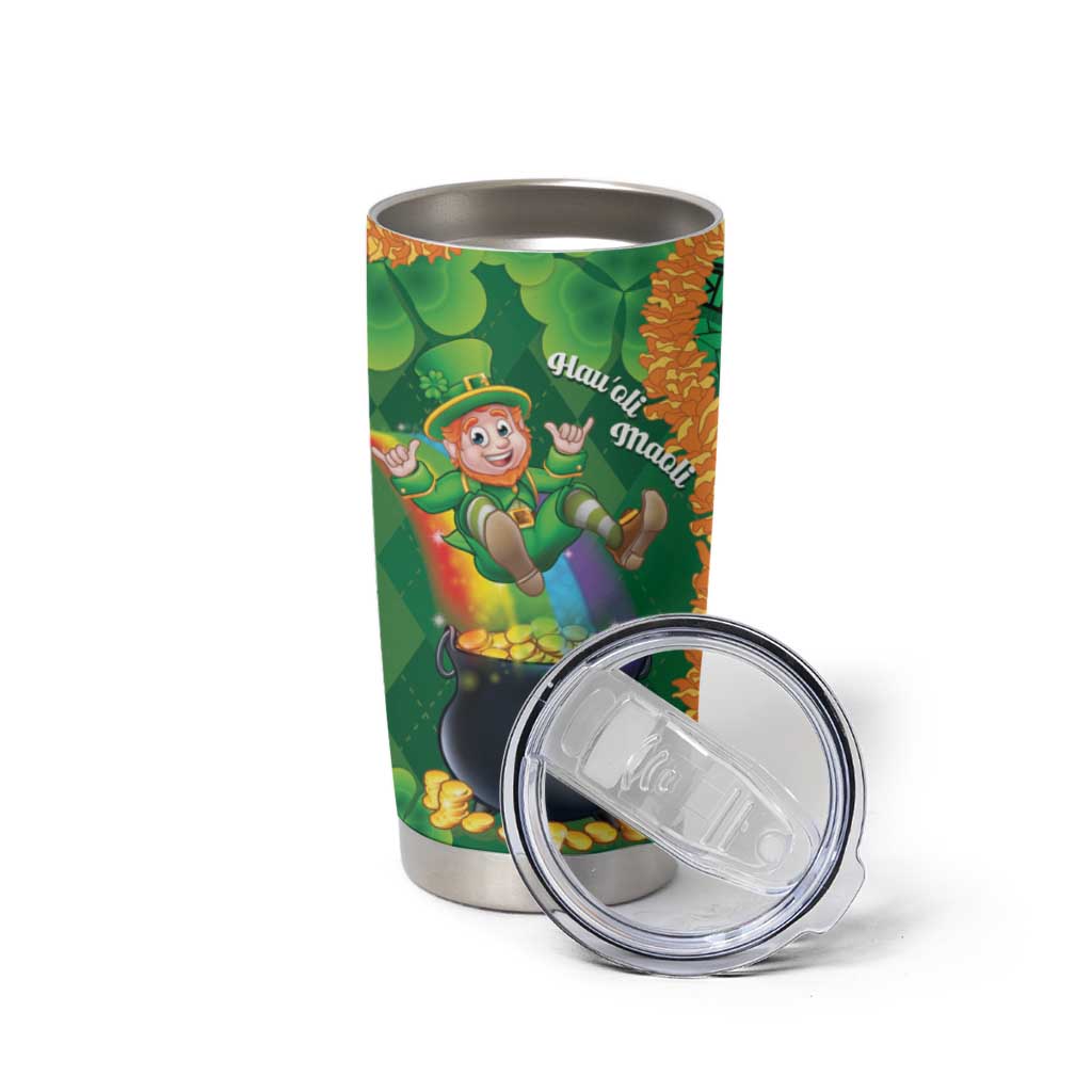 St Patrick's Day Hawaii Tumbler Cup Hauoli Maoli Funny Shaka Leprechaun