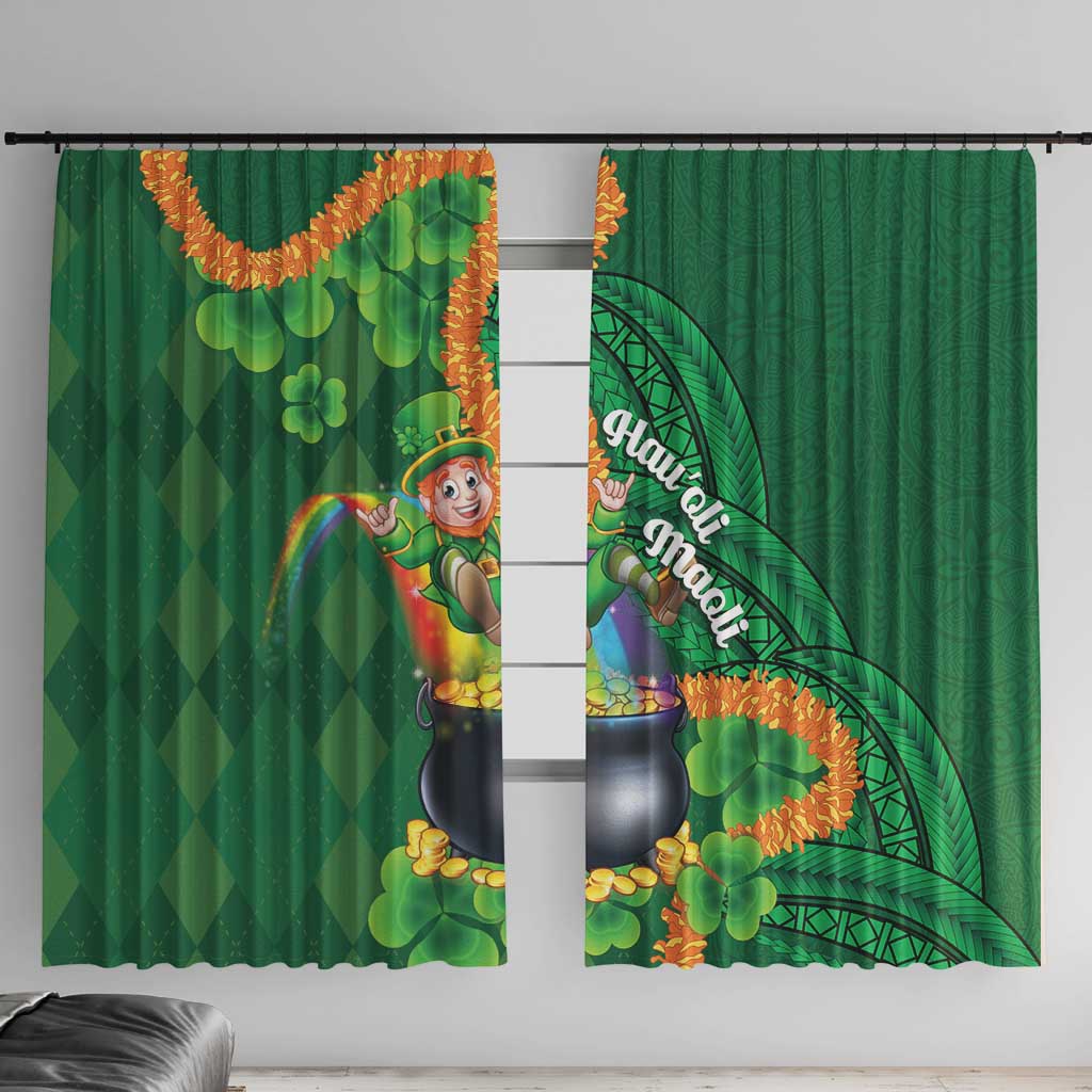 St Patrick's Day Hawaii Window Curtain Hauoli Maoli Funny Shaka Leprechaun