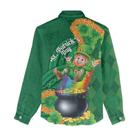 St Patrick's Day Hawaii Women Casual Shirt Hauoli Maoli Funny Shaka Leprechaun