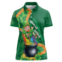 St Patrick's Day Hawaii Women Polo Shirt Hauoli Maoli Funny Shaka Leprechaun