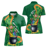St Patrick's Day Hawaii Women Polo Shirt Hauoli Maoli Funny Shaka Leprechaun
