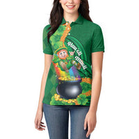 St Patrick's Day Hawaii Women Polo Shirt Hauoli Maoli Funny Shaka Leprechaun