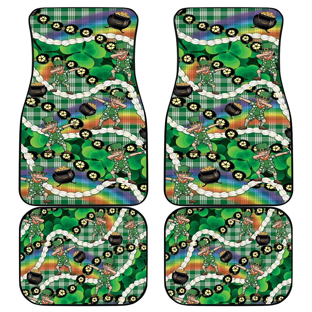 St Patrick's Day Palaka Hawaii Car Mats Kukui Nut Pikake Lei Shamrock Dabbing Leprechaun