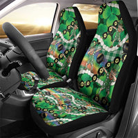 St Patrick's Day Palaka Hawaii Car Seat Cover Kukui Nut Pikake Lei Shamrock Dabbing Leprechaun