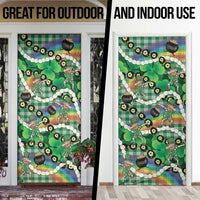 St Patrick's Day Palaka Hawaii Door Cover Kukui Nut Pikake Lei Shamrock Dabbing Leprechaun