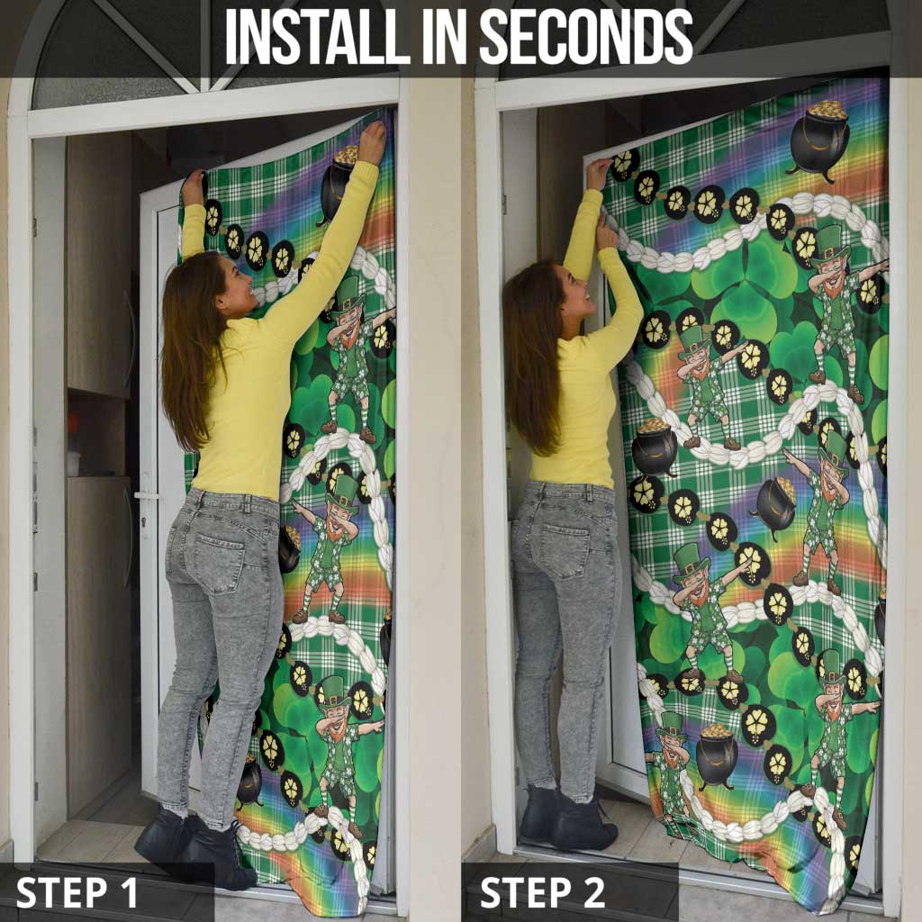 St Patrick's Day Palaka Hawaii Door Cover Kukui Nut Pikake Lei Shamrock Dabbing Leprechaun