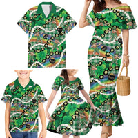 St Patrick's Day Palaka Hawaii Family Matching Mermaid Dress and Hawaiian Shirt Kukui Nut Pikake Lei Shamrock Dabbing Leprechaun LT14 - Polynesian Pride