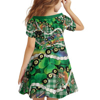 St Patrick's Day Palaka Hawaii Family Matching Off Shoulder Maxi Dress and Hawaiian Shirt Kukui Nut Pikake Lei Shamrock Dabbing Leprechaun LT14 - Polynesian Pride