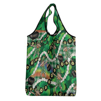 St Patrick's Day Palaka Hawaii Grocery Bag Kukui Nut Pikake Lei Shamrock Dabbing Leprechaun