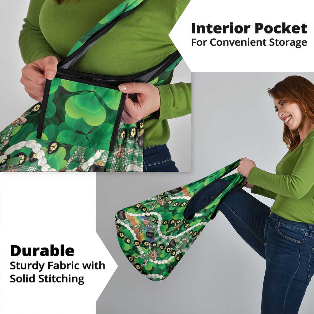 St Patrick's Day Palaka Hawaii Grocery Bag Kukui Nut Pikake Lei Shamrock Dabbing Leprechaun