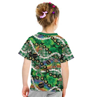 St Patrick's Day Palaka Hawaii Kid T Shirt Kukui Nut Pikake Lei Shamrock Dabbing Leprechaun