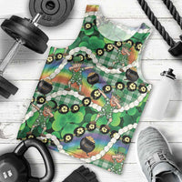 St Patrick's Day Palaka Hawaii Men Tank Top Kukui Nut Pikake Lei Shamrock Dabbing Leprechaun