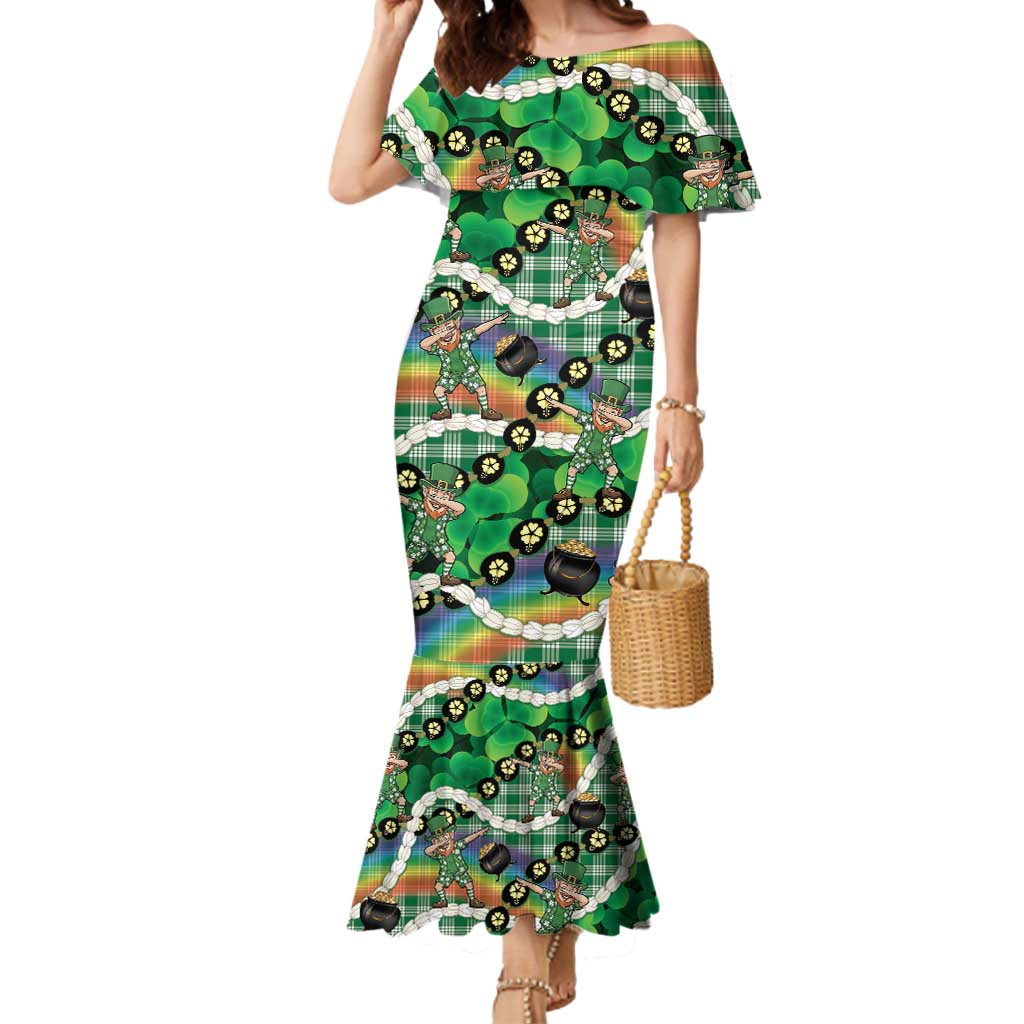 St Patrick's Day Palaka Hawaii Mermaid Dress Kukui Nut Pikake Lei Shamrock Dabbing Leprechaun