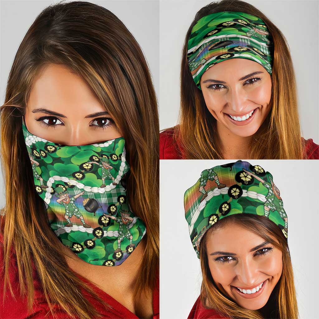 St Patrick's Day Palaka Hawaii Neck Gaiter Kukui Nut Pikake Lei Shamrock Dabbing Leprechaun