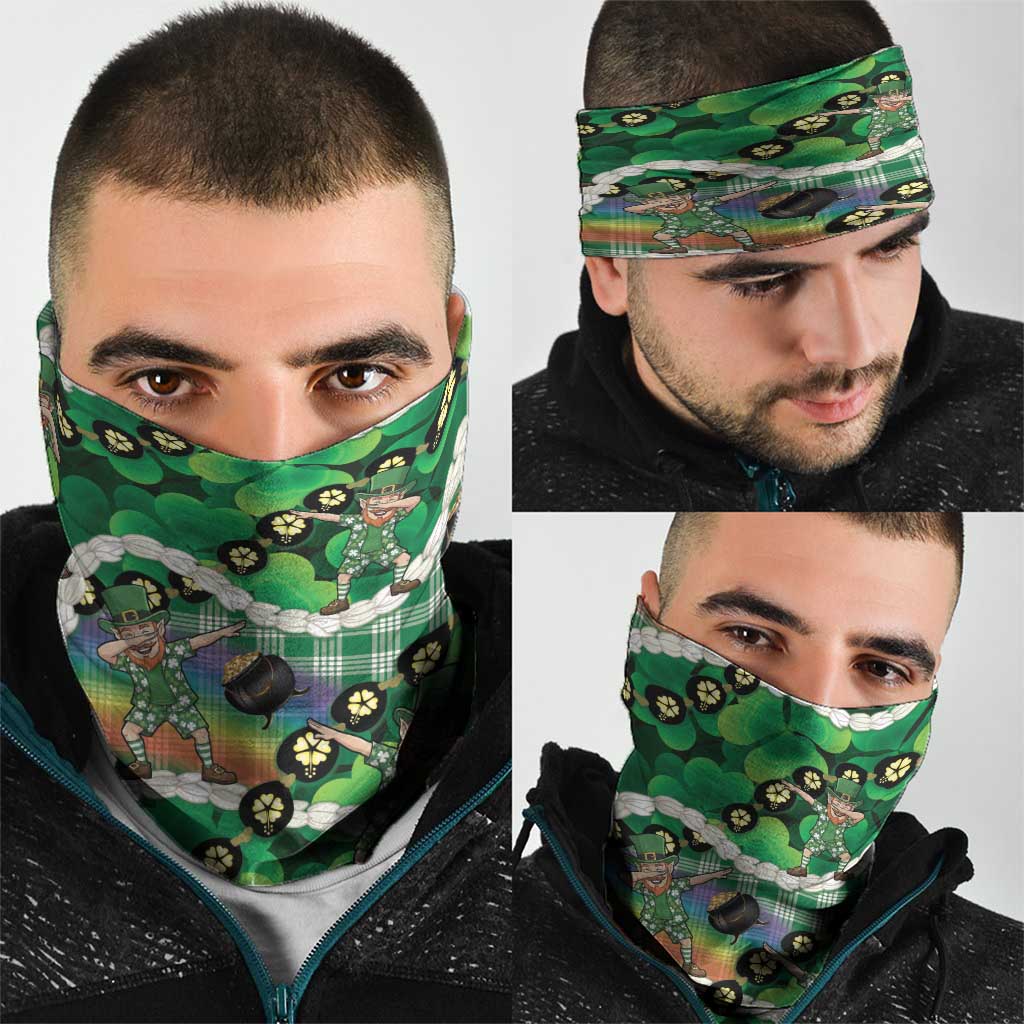 St Patrick's Day Palaka Hawaii Neck Gaiter Kukui Nut Pikake Lei Shamrock Dabbing Leprechaun