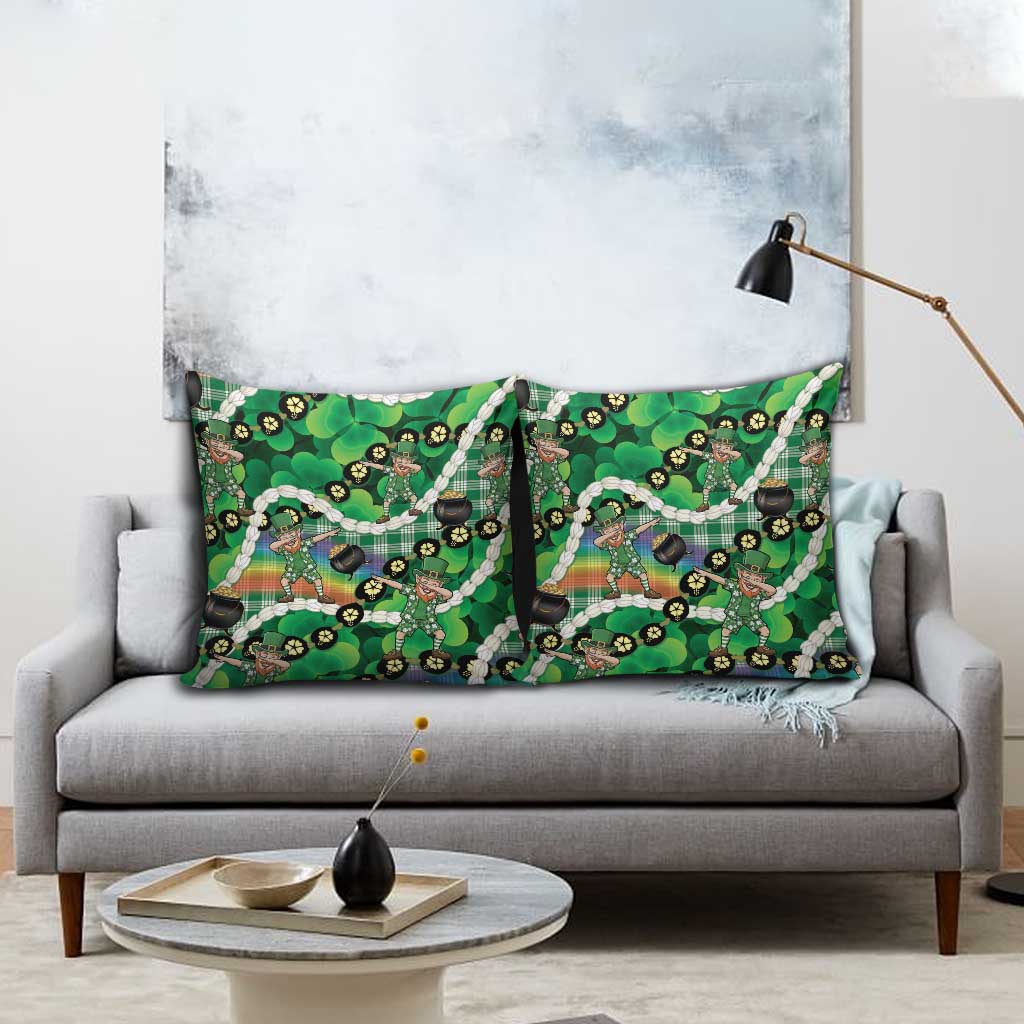 St Patrick's Day Palaka Hawaii Pillow Cover Kukui Nut Pikake Lei Shamrock Dabbing Leprechaun LT14 - Polynesian Pride