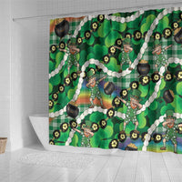 St Patrick's Day Palaka Hawaii Shower Curtain Kukui Nut Pikake Lei Shamrock Dabbing Leprechaun