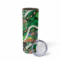 St Patrick's Day Palaka Hawaii Skinny Tumbler Kukui Nut Pikake Lei Shamrock Dabbing Leprechaun