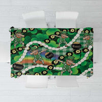 St Patrick's Day Palaka Hawaii Tablecloth Kukui Nut Pikake Lei Shamrock Dabbing Leprechaun