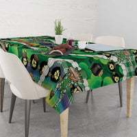 St Patrick's Day Palaka Hawaii Tablecloth Kukui Nut Pikake Lei Shamrock Dabbing Leprechaun