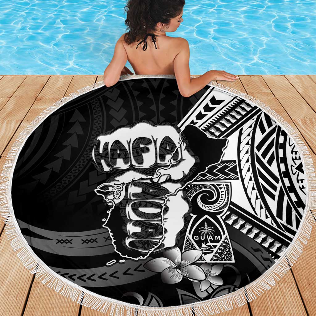 Hafa Adai Guam Discovery Day Beach Blanket Chamorro Latte Stone Hand Black Version