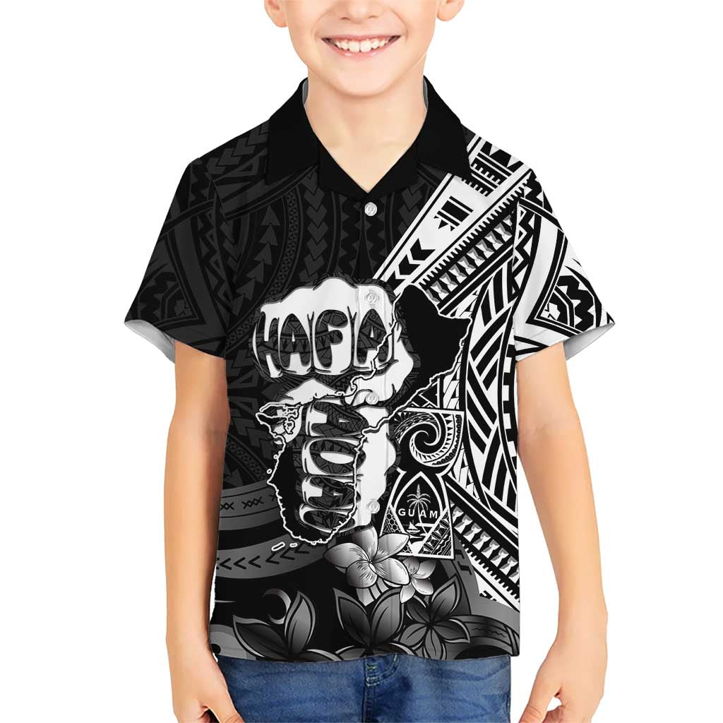 Hafa Adai Guam Discovery Day Family Matching Long Sleeve Bodycon Dress and Hawaiian Shirt Chamorro Latte Stone Hand Black Version LT14 Son's Shirt Black - Polynesian Pride