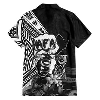 Hafa Adai Guam Discovery Day Family Matching Puletasi and Hawaiian Shirt Chamorro Latte Stone Hand Black Version LT14 - Polynesian Pride