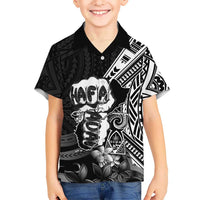 Hafa Adai Guam Discovery Day Family Matching Puletasi and Hawaiian Shirt Chamorro Latte Stone Hand Black Version LT14 Son's Shirt Black - Polynesian Pride