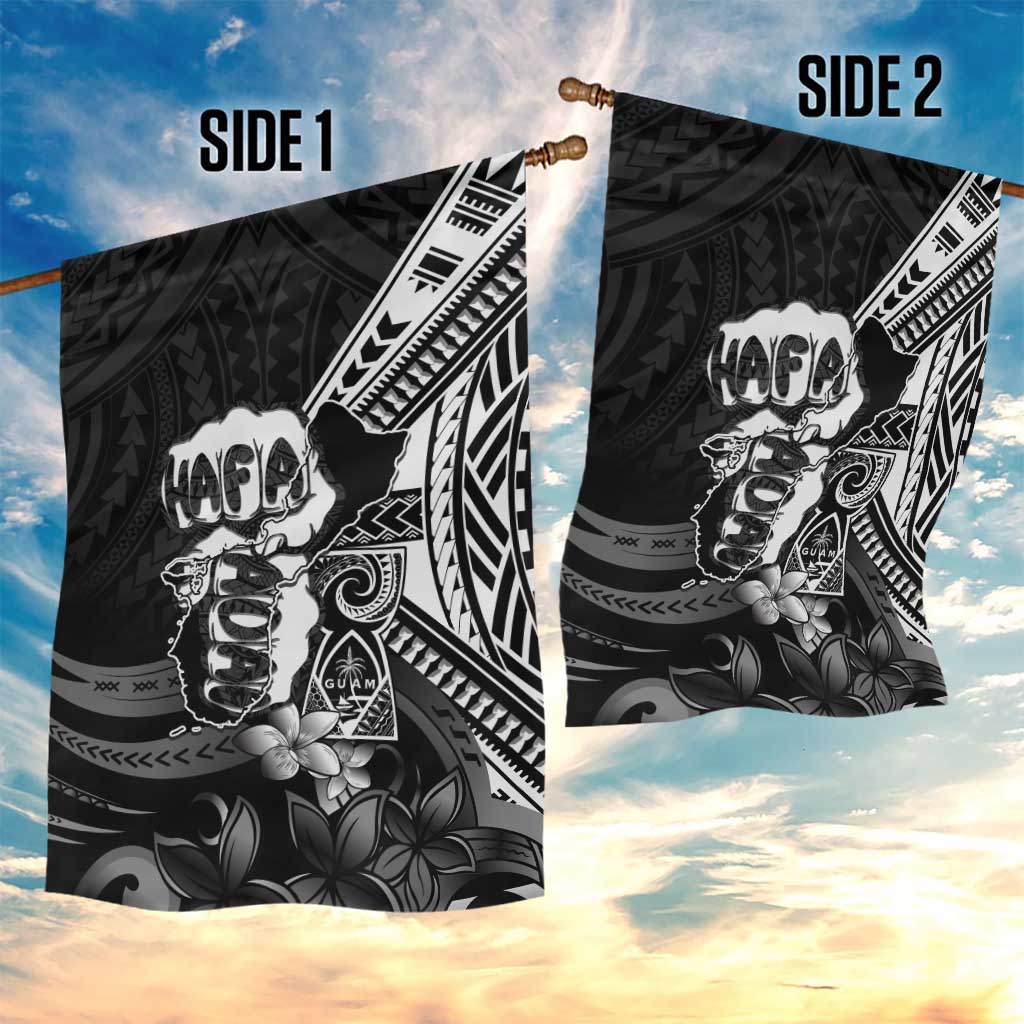 Hafa Adai Guam Discovery Day Garden Flag Chamorro Latte Stone Hand Black Version