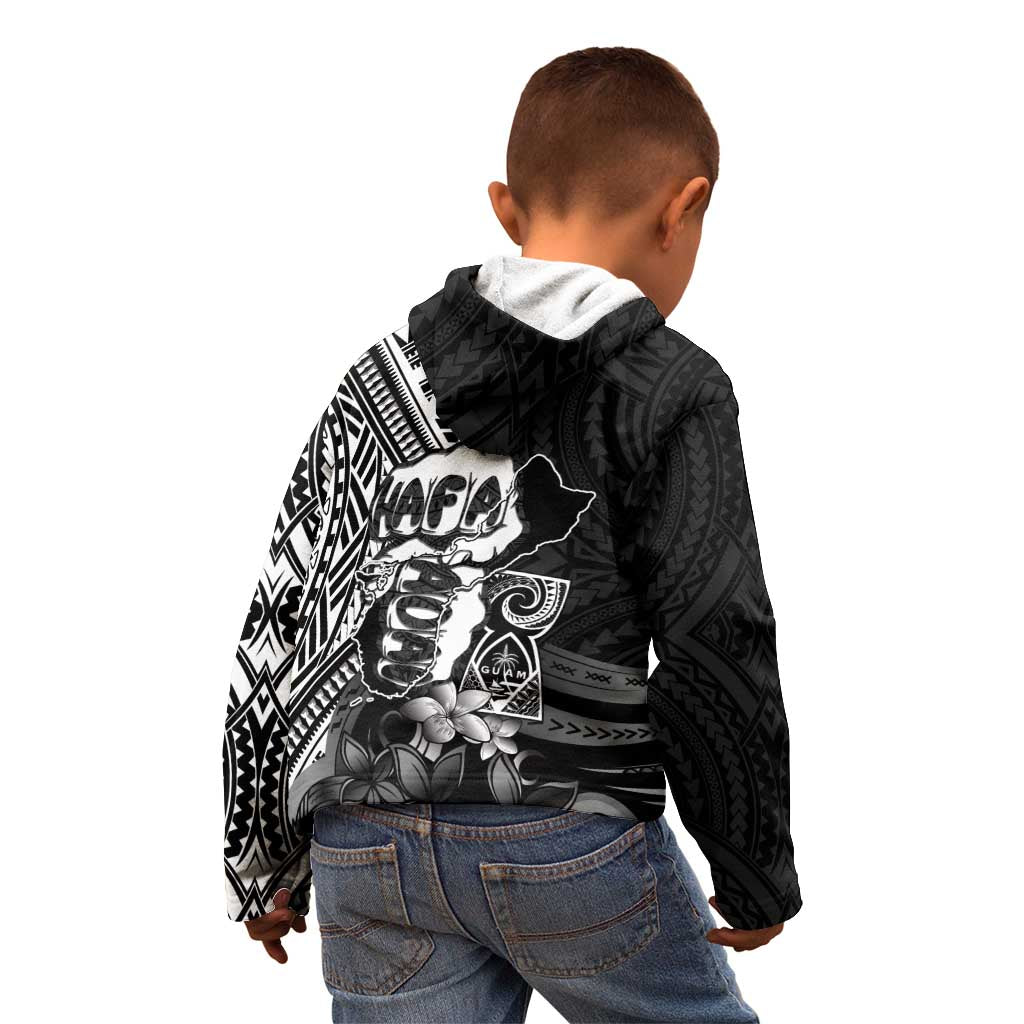 Hafa Adai Guam Discovery Day Kid Hoodie Chamorro Latte Stone Hand Black Version