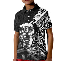 Hafa Adai Guam Discovery Day Kid Polo Shirt Chamorro Latte Stone Hand Black Version